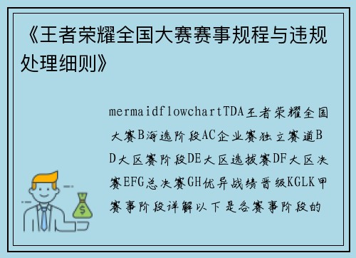 《王者荣耀全国大赛赛事规程与违规处理细则》